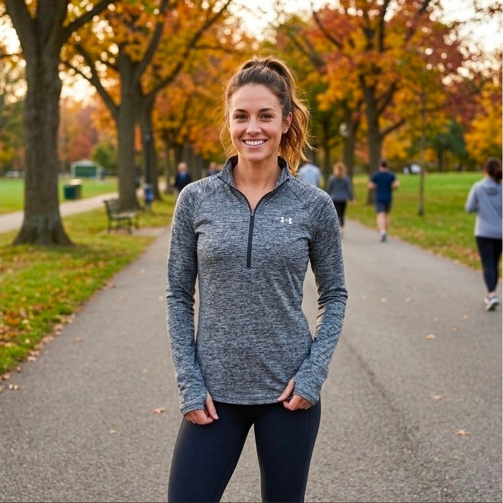 Under Armour Womens HeatGear Tech Twist 1/2 Zip Pullover XL Black White 1270525